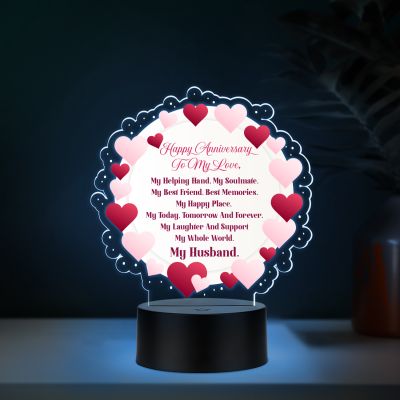 Couples Led Night Lamp Gift Item for Wedding, Anniversary, Birthday & Valentine's Day Romantic Gift for Couples Multicolored Light  (Happy Anniversary To My Love)